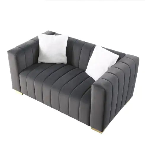 A Modern Channel Sofa Take On A Traditional Chesterfield,Grey Color,loveseater